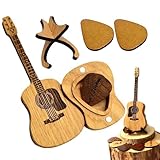 Plektrum aus Holz, Gitarren-Plektrum-Halter, Gitarren-Plektrum-Box aus Holz mit Ständer, 3...