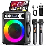 Tragbare Karaoke Maschine mit 2 Drahtlosen Mikrofone, Ankuka 40W Bluetooth Lautsprecher Box für...