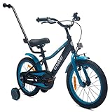 sun baby Jungenfahrrad 16 Zoll Jungen Kinderfahrrad Tracker Bike Leicht Stützräder mit Schubstange...