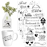 Rub On Sticker - 5 Bogen Sprüche HAPPY HOME - Rub On Folie Transferaufkleber zum Basteln und...