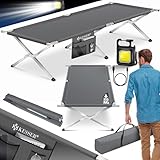 KESSER® Campingbett Klappbett mit Tragetasche, Seitentasche & Campinglicht | Stabiles Feldbett...