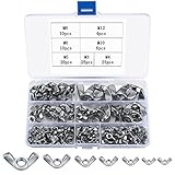 100 Stk Flügelmuttern Sortiment Kit, Edelstahl Flügelschrauben, Schmetterlingsmutter Wing Nut Kits...