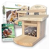 BellMietz® Eichhörnchen Futterhaus [extra sicher, stabil & wetterfest] | Holz FSC Zertifiziert |...