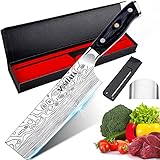MOSFiATA Nakiri Messer Kochmesser,Küchenmesser Mehrzweck Fleischmesser,mit Fingerschutz und...