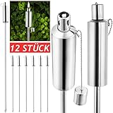 Gardebruk® Gartenfackeln für Draußen Öl 12er Set 330ml Edelstahl Metall Wetterfest 115cm Groß...