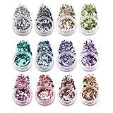 12 Glitzerpuder Pailletten BISHENGYF: Upgrade Glitzer Gesicht Holografische Meerjungfrau...