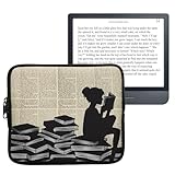 kwmobile Tasche für eReader - Neopren Hülle Schutzhülle Lesende Frau Schwarz Beige - Innenmaße