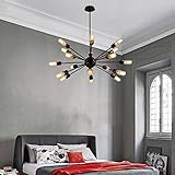 EMISOO 18 Köpfe Großer Sputnik Kronleuchter Retro Loft Eisen Metall Deckenleuchte V-Intage...
