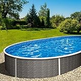 poolomio Stahlwandpool oval 550x370x120 cm Graphite/weiß - robust & stabil - Aufstellpool Set inkl....