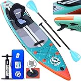 Stand up Paddling Board Aufblasbare SUP Board Set, Kajak Sitz,330x76x15cm, Tragkraft bis 150Kg, Cam...
