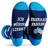 Lustige Socken Geschenke für Männer Herren Damen, ICH WÜRDE LIEBER FAHRRAD FAHREN Socken Witzige...