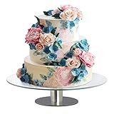 Relaxdays Tortenplatte mit Fuß, Ø 30 cm, zum Servieren, drehbare Kuchenplatte, Glas & Edelstahl,...