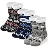 Hestya 3 Paar Weihnachten Socken Damen Haussocken Antirutsch Hüttensocken Winter Warme...