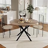 MSFE Esszimmertisch Rund,120cm Küchentisch Rund,Hölzerner Küchentisch Retro Industrieller...