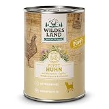 Wildes Land - Nassfutter für Hunde - Puppy Huhn - 6 x 400 g - mit Karotten, Äpfeln, Wildkräutern...