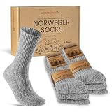 6 Paar Norweger Socken Herren Damen Wintersocken warme Wollsocken 70301T (Grau 39-42)