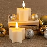 Ideen mit Herz LED-Kerzen in Sternform | 2 Stück | cremefarben | Weihnachten | warmweiß |...