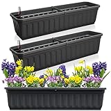 Hausfelder Blumenkasten 3er Set mit Wasserspeicher und Wasserstandsanzeige, Balkonkasten mit...