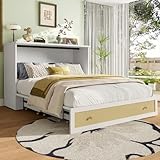 Crlnaup Schrankbett, 140 x 200, Mobiles Schrankbett mit Schubladen am Bettende und Regal am Kopfende...