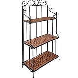 tectake 800572 - Metallregal Mosaik, 3 Regalfächer aus Steinmosaik, geschwungener Metallrahmen -...