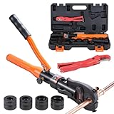 VEVOR Hydraulische Presszange, Rohrpresszange mit TH16, TH20, TH26, TH32 Schnellwechselbacken, 360°...