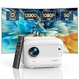 Elektrischer Fokus Mini Beamer, Video Heimkino Beamer 4K Unterstützt, 12000 Lumen Full HD 1080P 5G...