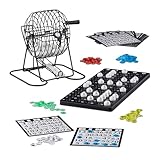 Relaxdays 10021014 Bingo Spiel mit Metalltrommel HxBxT: 20 x 17,5 x 21,5 cm Bingotickets, Loskugeln,...