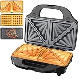 OSTBA APPLIANCE Multifunktionsgerät 3-in-1(Sandwichmaker, Waffeleisen, Kontaktgrill), 900W...