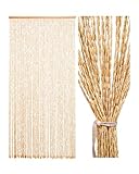 Ezcasch 90x195cm Holz Perlenvorhang - 52 Stränge Beige Retro Holzperlenvorhang - Handarbeit Natur...
