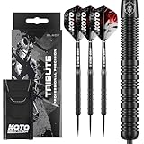 KOTO - Tribute Darts 18 G, Schwarz, Darts Set inkl. 3 Barrels, Flights + Shafts & Dartwallet, Fester...
