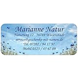 GESCHENKE-MIT-NAMENde Adress-Etiketten - Adress-Aufkleber 'Kornblumen' mit Ihrem Wunschtext, 160...