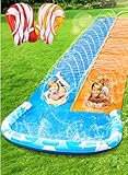 JOYIN 685 cm Rutsche und Wasserrutsche mit 2 Bodyboards, Rasen-Wasserrutsche mit eingebautem...