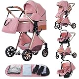 YAZOCO kinderwagen 3 in 1 Buggy Babybett Komplett Set Einem Klick Zusammenklappbarer Kinderwagen,...