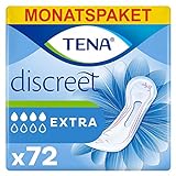 TENA Discreet Extra - 72 Einlagen im Monatspaket (6 x 12 Stück), einzeln verpackt - Hygieneeinlagen...