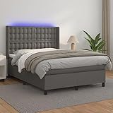 UTSRABFA Palettenbetten Bettgestell Etagenbetten Tagesbetten Boxspringbett mit Matratze & LED Grau...