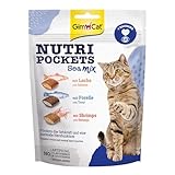 GimCat Nutri Pockets Sea Mix - Knuspriger Katzensnack mit cremiger Füllung und funktionalen...