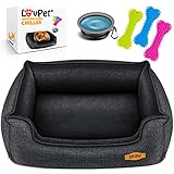 Lovpet® Hundebett Hundekissen Hundekorb Chiller, Inkl. Napf + 3X Kauknochen, Hundesofa Kissen für...