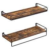 VASAGLE Gewürzregal, 2er Set, Küchenregal, Schweberegal mit Stange, Wandboard, Aufbewahrung, an...