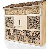 WILDLIFE FRIEND I Bienenhotel Insektenhotel 29.5 x 28 x 10 cm mit Holz-Dach - unbehandelt,...