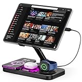 Jubor 4 in 1 Kabelloses Ladestation für iPhone, Faltbarer Tablet Halterung Tisch mit Kabelloses...