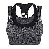 Damen BH Sport Fitness Bustier Yoga Top Bra,grau,L - EU 38/(Asian L)