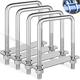4 Stück M8 U Bügel mit Gewinde,70 x 110mm Bügelschraube mit Muttern & Rahmenplatte, Edelstahl...