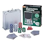 Relaxdays Pokerkoffer, 100 Pokerchips ohne Wert, 2 Kartendecks, 5 Würfel, Dealer-Button, Pokerset,...