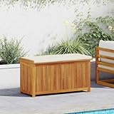 Mokuyary Outdoor-Kissenbox 113x50x60,5 cm Massivholz Akazie Holz Aufbewahrungsbox Gartenbox...