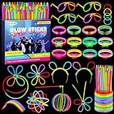 326 Stück Knicklichter Party Set, 150 Neon Leuchtstäbe mit 176 Verbinder, Neon Party Gadgets...