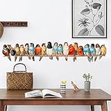 WandSticker4U®- Retro Wandtattoo VÖGEL auf AST bunt I L: 90 cm I Aquarell Wandsticker Schlafzimmer...
