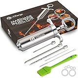 Ofargo Edelstahl Fleischspritze mit 3 Marinadeneinspritznadeln für Holzkohlegrills, 59 ml...