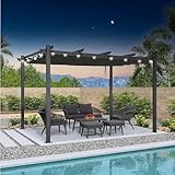 PURPLE LEAF 3 x 4 m Pergola Gartenpavillon mit Einziehbares Vordach Terrassenüberdachung Grau mit...