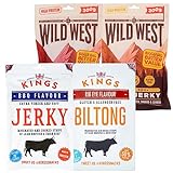 Kings Wild West Beef Jerky XXL BIG BAG Mix Pack Biltong/BBQ/Original, Trockenfleisch, High Protein,...