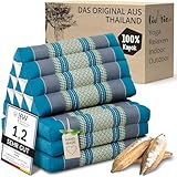 livasia Thaikissen mit 3 Auflagen - 175x50x8cm - Dreieckskissen mit Klappmatratze, Keilkissen Kapok,...